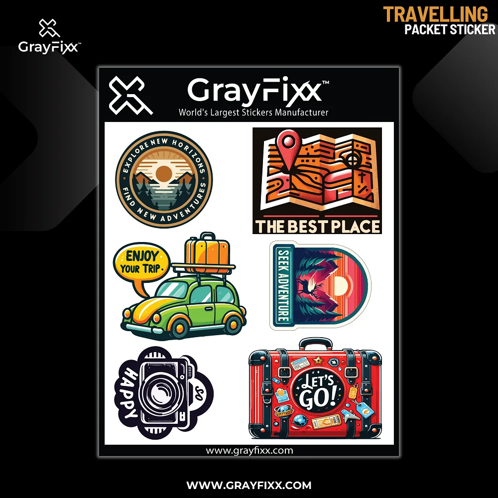 Travelling Packet Sticker | Made In Premium Gloss Vinyl With FPF(Fade Protection Film), Water Proof, Precut Sticker, Pack Of 1